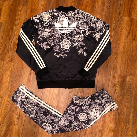 adidas floral leggings and jacket